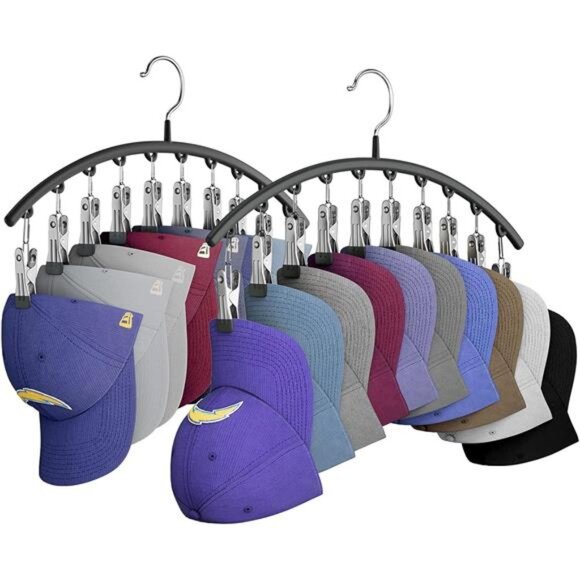 Hat Hangers for Closet, Metal Hat Organizer Racks for Baseball Caps 2 Pack Door - Picture 8 of 14